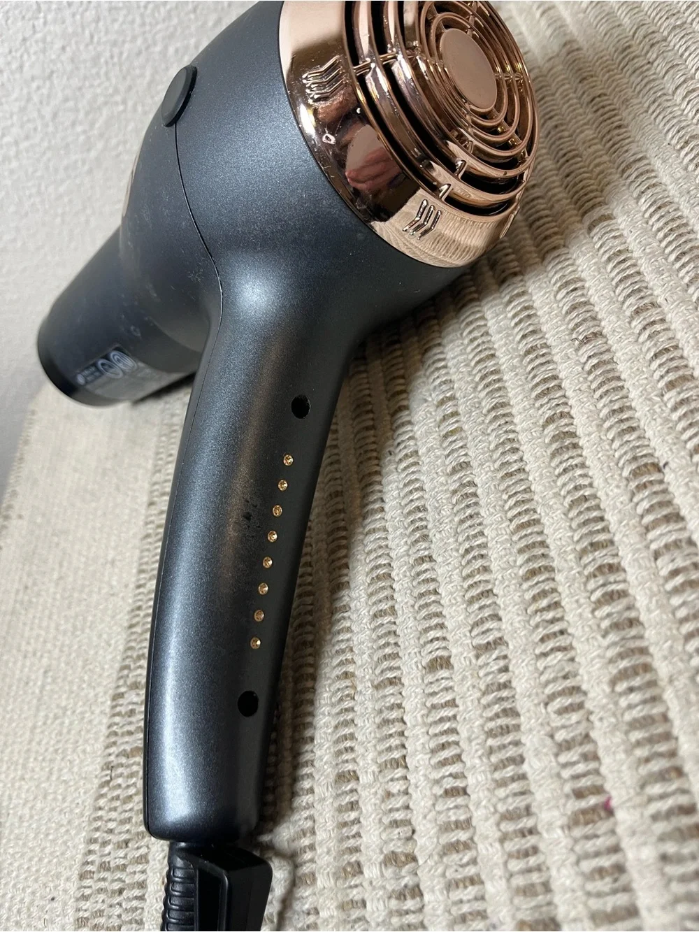 T3 Micro Black & Rose Gold Rhinestone Hair Dryer